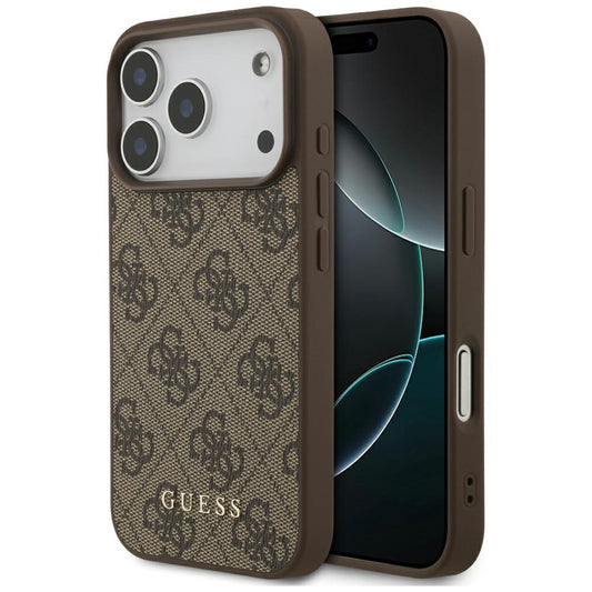 Hülle für Apple iPhone 17 Pro, Guess, 4G Classic, Braun