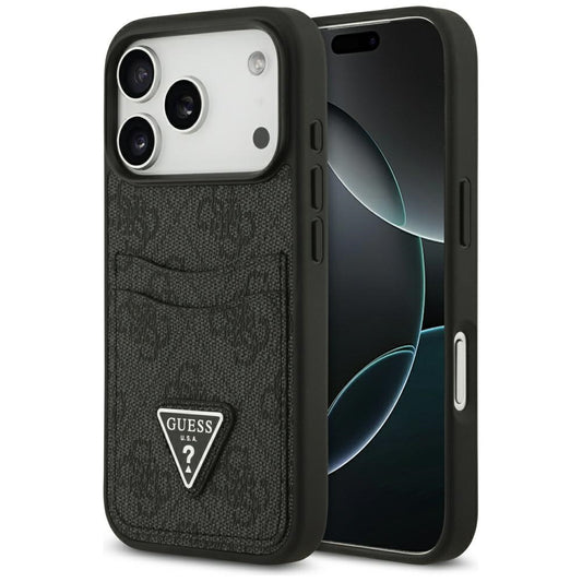 Hoes voor Apple iPhone 17 Pro, Guess, 4G Double Card Triangle, Zwart