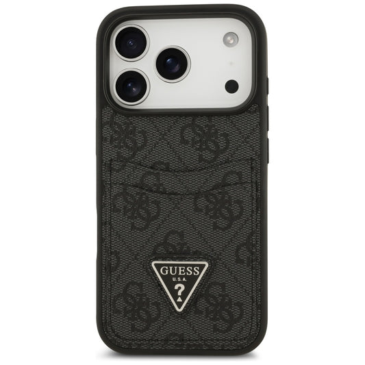 Hoes voor Apple iPhone 17 Pro, Guess, 4G Double Card Triangle, Zwart