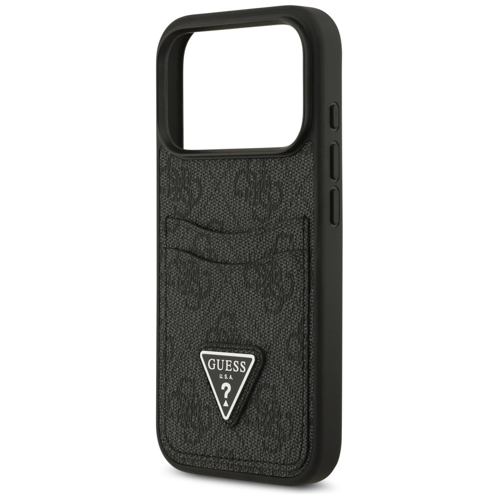Étui pour Apple iPhone 17 Pro, Guess, 4G Double Card Triangle, Noir