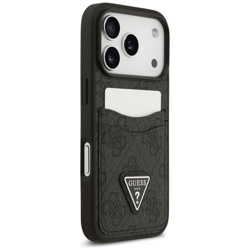 Étui pour Apple iPhone 17 Pro, Guess, 4G Double Card Triangle, Noir