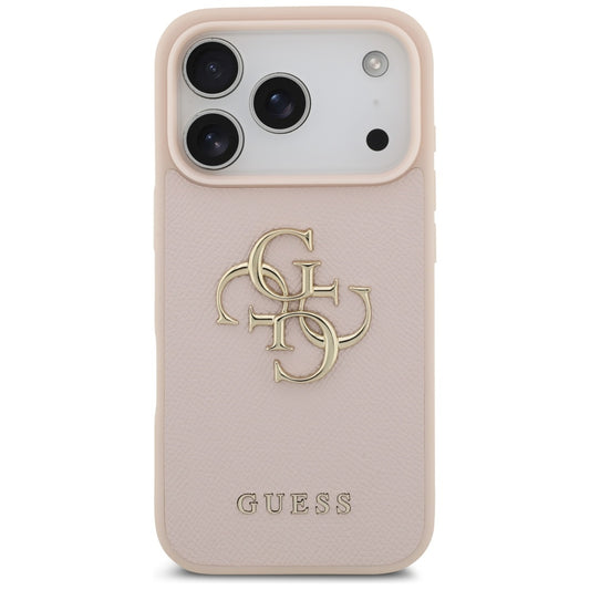 Hoes voor Apple iPhone 17 Pro, Guess, 4G Grained Big and Classic Logo, Roze