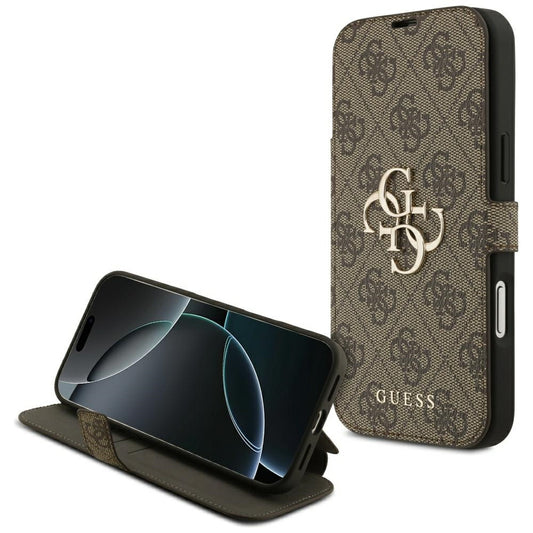Hoes voor Apple iPhone 17 Pro, Guess, 4G Metal Logo, Bruin