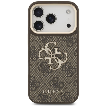 Hoes voor Apple iPhone 17 Pro, Guess, Big 4G Classic Logo met Grote Band, Bruin