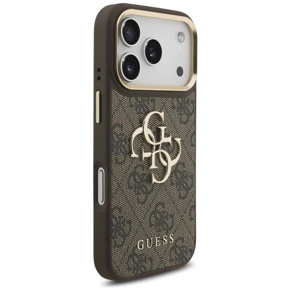 Hoes voor Apple iPhone 17 Pro, Guess, Big 4G Classic Logo met Grote Band, Bruin