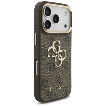 Hoes voor Apple iPhone 17 Pro, Guess, Big 4G Classic Logo met Grote Band, Bruin