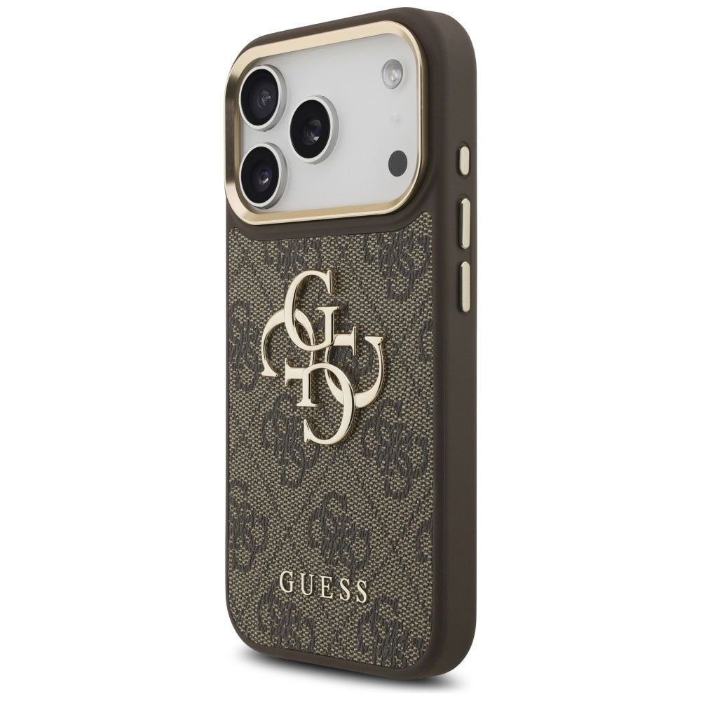Hoes voor Apple iPhone 17 Pro, Guess, Big 4G Classic Logo met Grote Band, Bruin