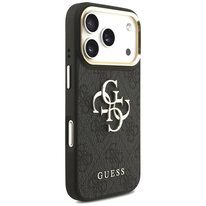 Hoes voor Apple iPhone 17 Pro, Guess, Big 4G Classic Logo met Grote Band, Zwart