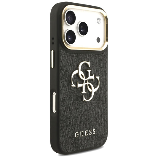 Hoes voor Apple iPhone 17 Pro, Guess, Big 4G Classic Logo met Grote Band, Zwart