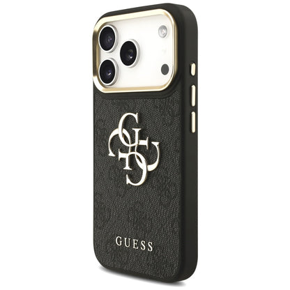 Hoes voor Apple iPhone 17 Pro, Guess, Big 4G Classic Logo met Grote Band, Zwart
