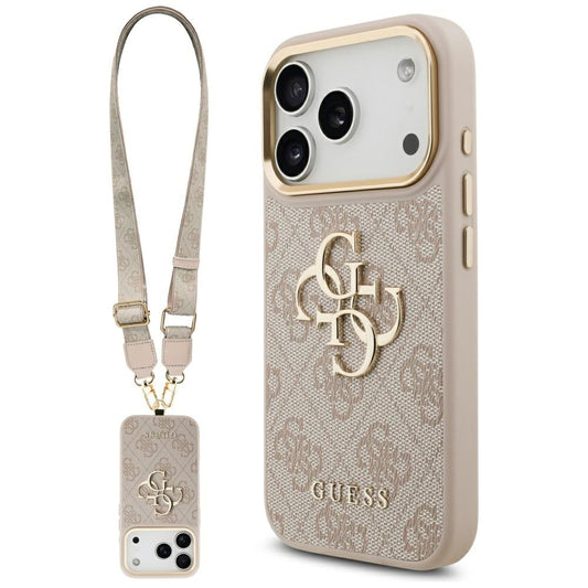 Hoes voor Apple iPhone 17 Pro, Guess, Big 4G Classic Logo met Grote Band, Roze