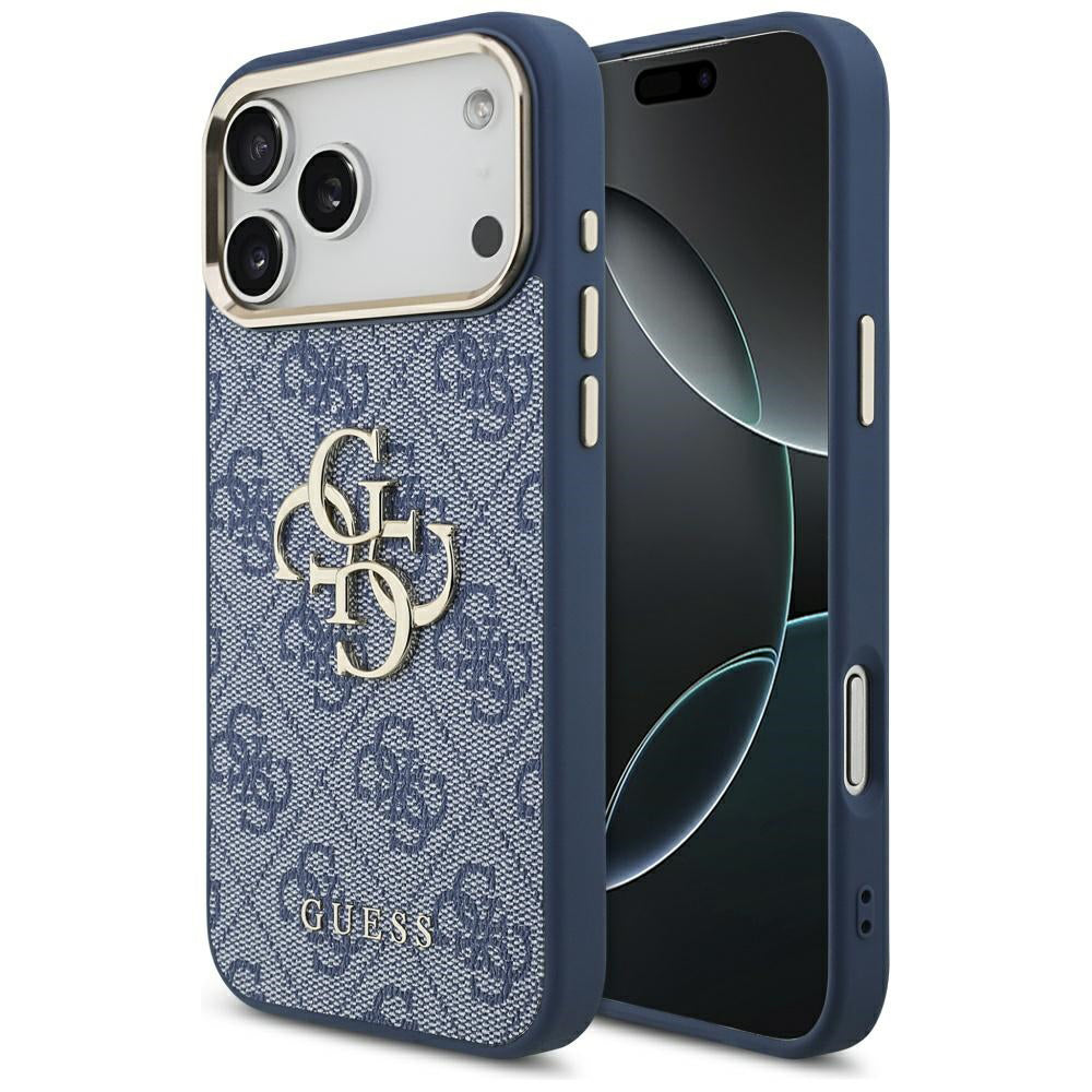 Hülle für Apple iPhone 17 Pro, Guess, Big 4G Logo Classic, Goldenes Blau