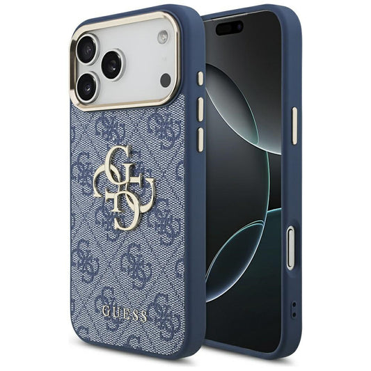 Hoes voor Apple iPhone 17 Pro, Guess, Big 4G Logo Classic, Gouden Blauw