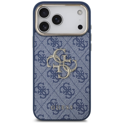 Hülle für Apple iPhone 17 Pro, Guess, Big 4G Logo Classic, Goldenes Blau