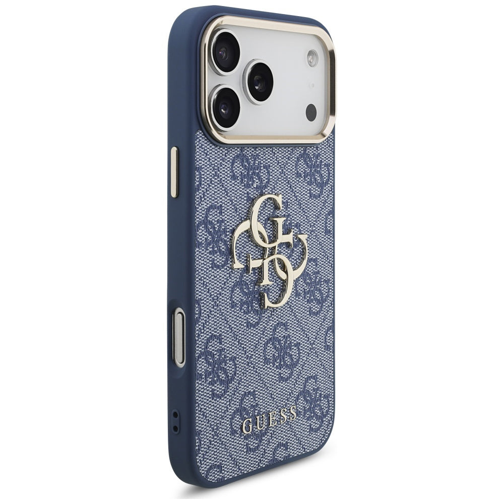 Hülle für Apple iPhone 17 Pro, Guess, Big 4G Logo Classic, Goldenes Blau