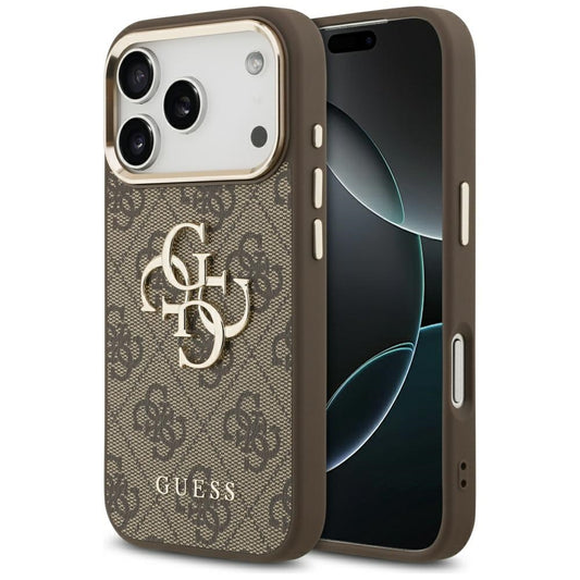 Hoes voor Apple iPhone 17 Pro, Guess, Big 4G Logo Classic, Goudbruin