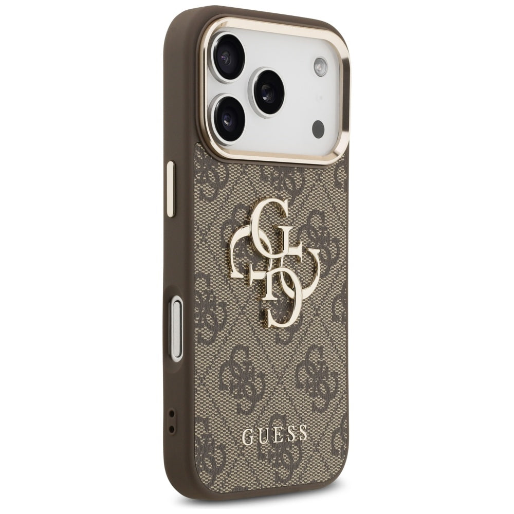 Étui pour Apple iPhone 17 Pro, Guess, Big 4G Logo Classic, Marron Doré.
