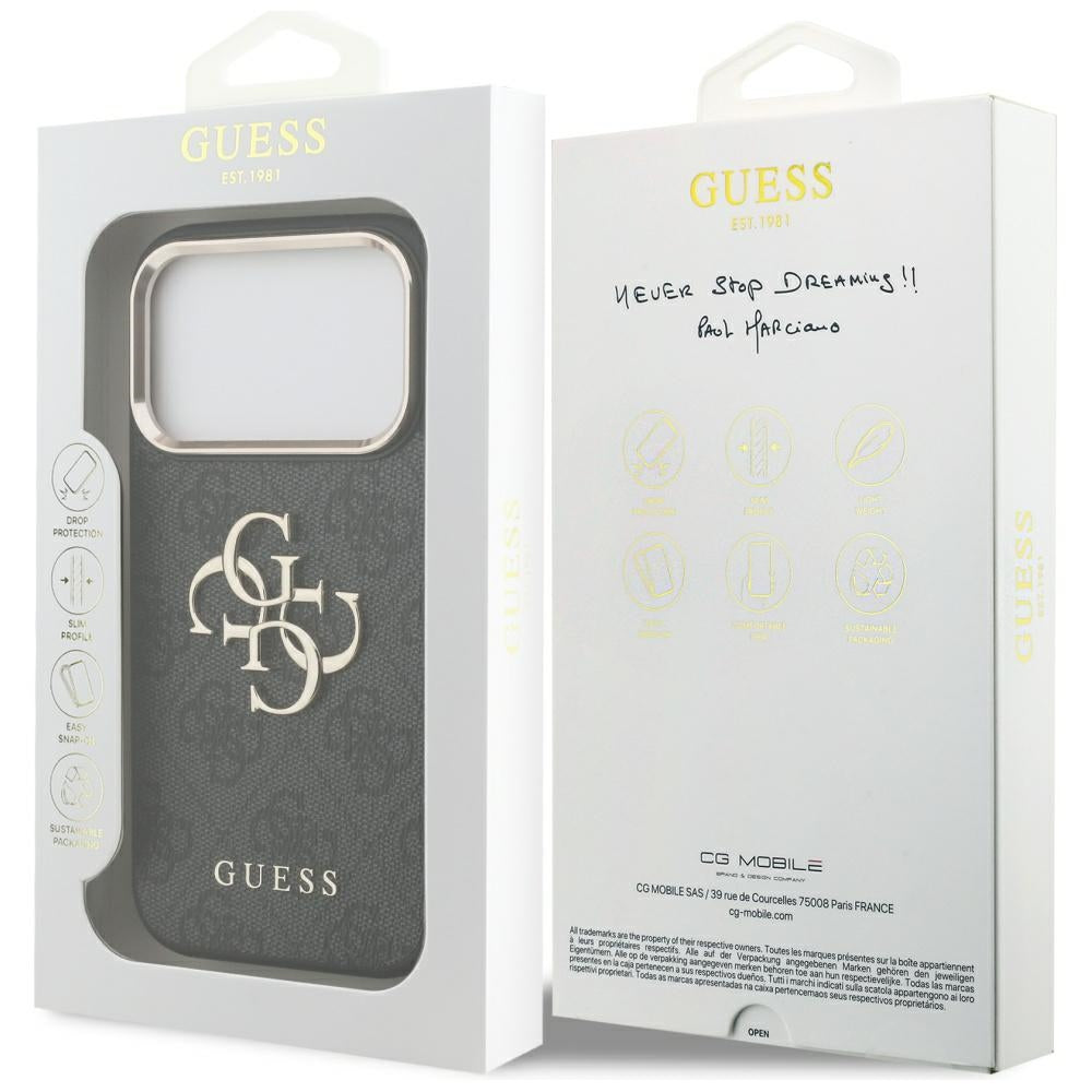 Hoes voor Apple iPhone 17 Pro, Guess, Big 4G Logo Classic, Zwart Goud