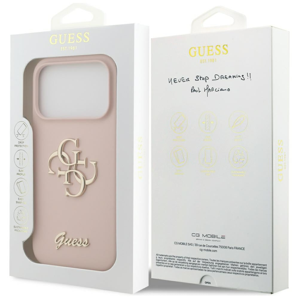 Hoesje voor Apple iPhone 17 Pro, Guess, Big 4G Script, Lichtroze