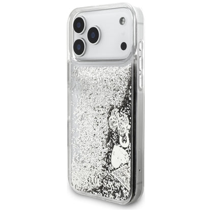 Hoes voor Apple iPhone 17 Pro, Guess, Liquid Glitter Charms, Zilverkleurig