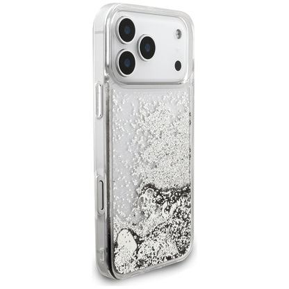 Hoes voor Apple iPhone 17 Pro, Guess, Liquid Glitter Charms, Zilverkleurig