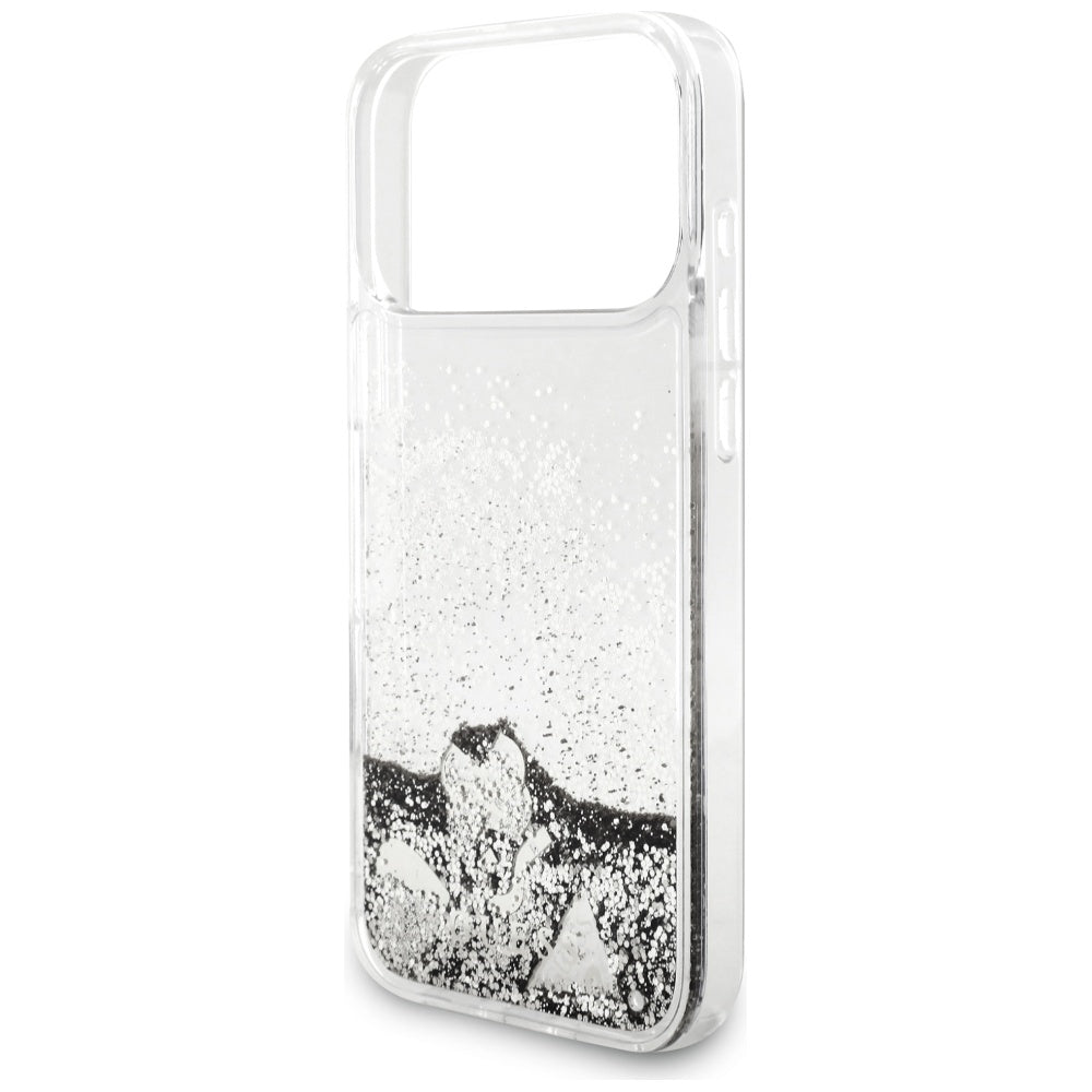 Hoes voor Apple iPhone 17 Pro, Guess, Liquid Glitter Charms, Zilverkleurig