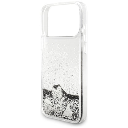 Hoes voor Apple iPhone 17 Pro, Guess, Liquid Glitter Charms, Zilverkleurig