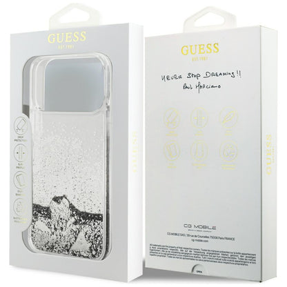 Hoes voor Apple iPhone 17 Pro, Guess, Liquid Glitter Charms, Zilverkleurig