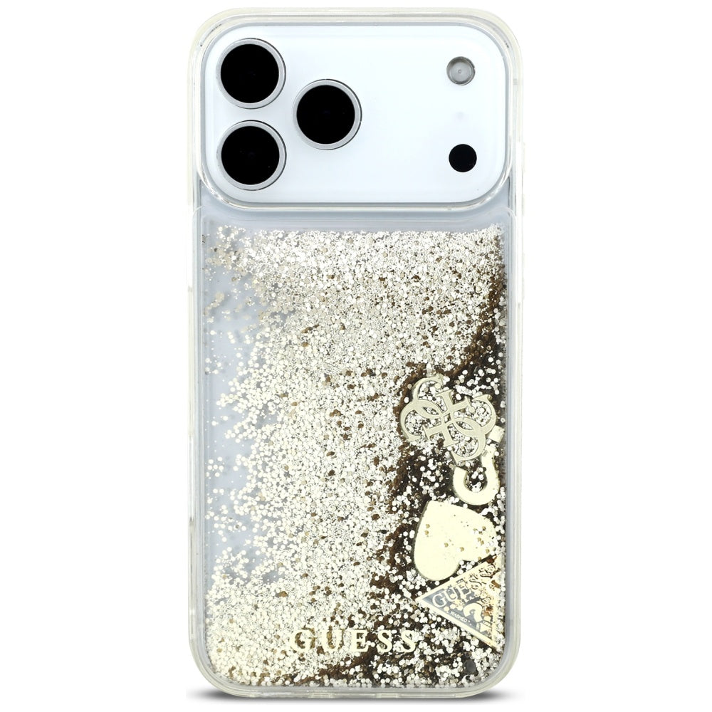 Étui pour Apple iPhone 17 Pro, Guess, Liquid Glitter Charms, Doré