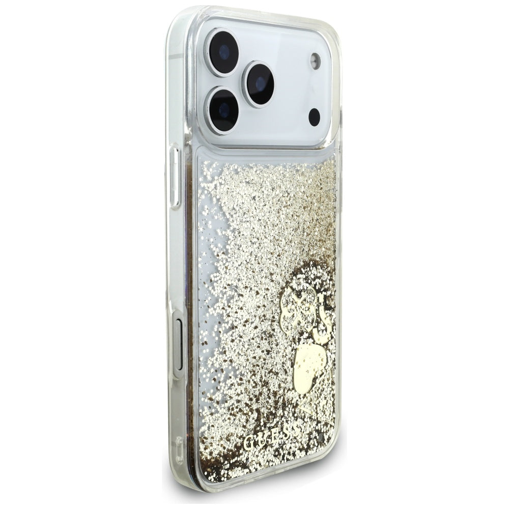 Étui pour Apple iPhone 17 Pro, Guess, Liquid Glitter Charms, Doré