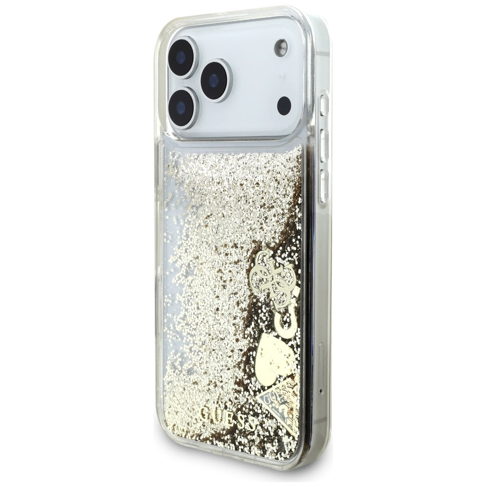 Étui pour Apple iPhone 17 Pro, Guess, Liquid Glitter Charms, Doré