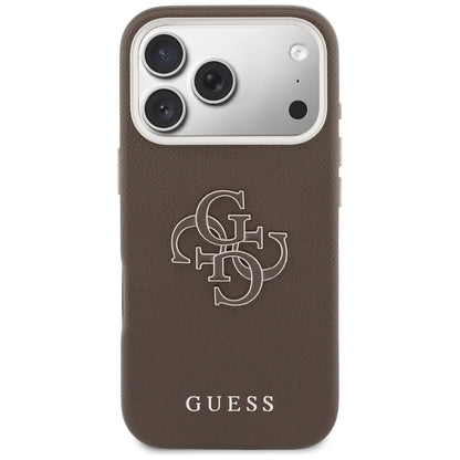 Hülle für Apple iPhone 17 Pro, GUESS, Resin Logo, Braun