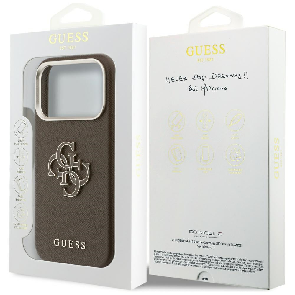 Hülle für Apple iPhone 17 Pro, GUESS, Resin Logo, Braun