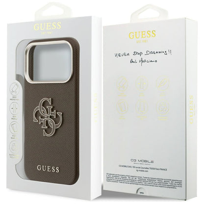 Hülle für Apple iPhone 17 Pro, GUESS, Resin Logo, Braun