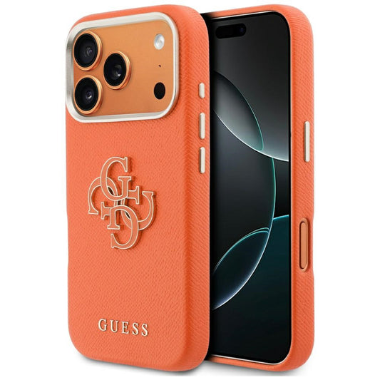 Case for Apple iPhone 17 Pro, Guess, Resin Logo, Orange