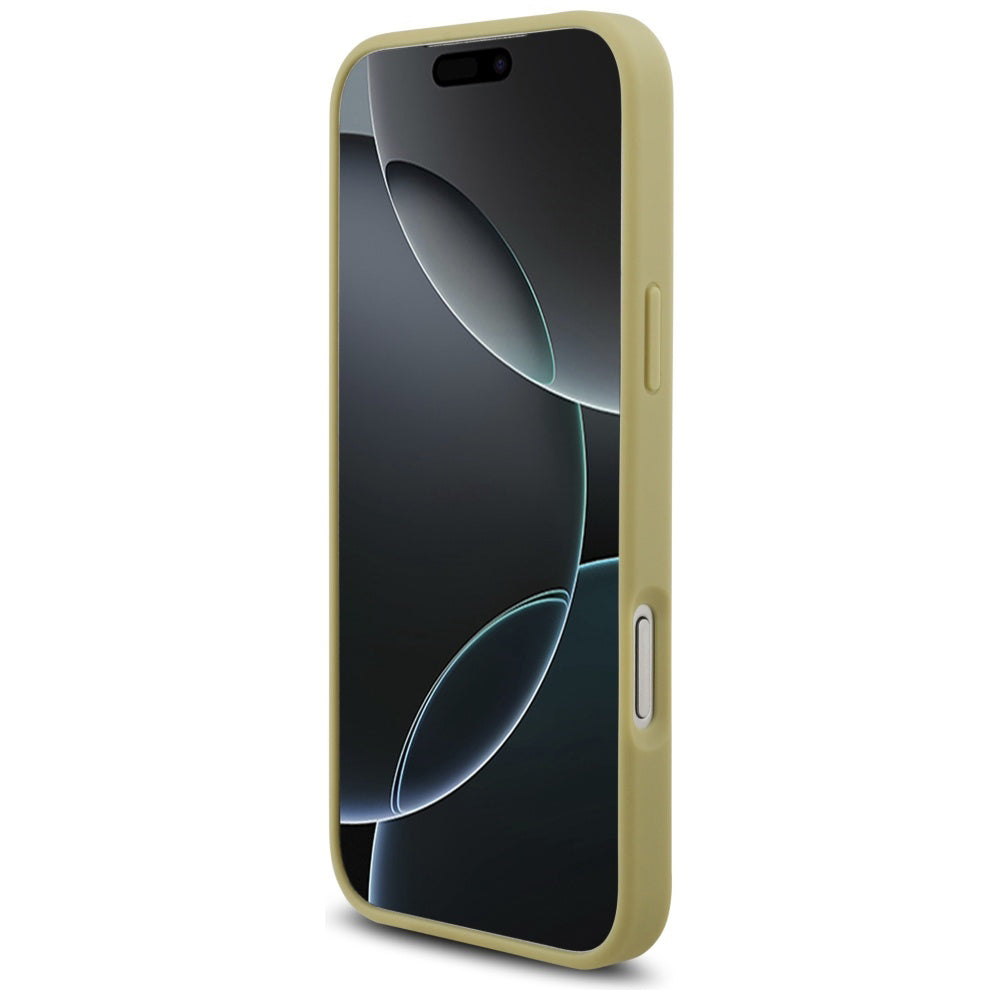 Hoes voor Apple iPhone 17 Pro, Guess, Rhinestone Triangle Logo, Goud
