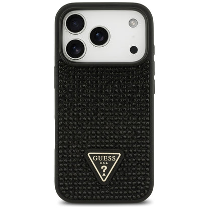 Étui pour Apple iPhone 17 Pro, Guess, logo triangle en strass, Noir