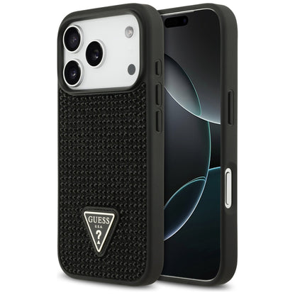 Étui pour Apple iPhone 17 Pro, Guess, logo triangle en strass, Noir
