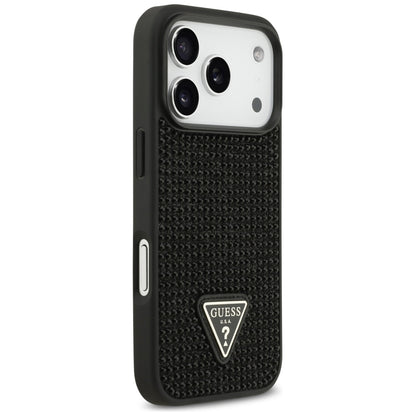 Étui pour Apple iPhone 17 Pro, Guess, logo triangle en strass, Noir