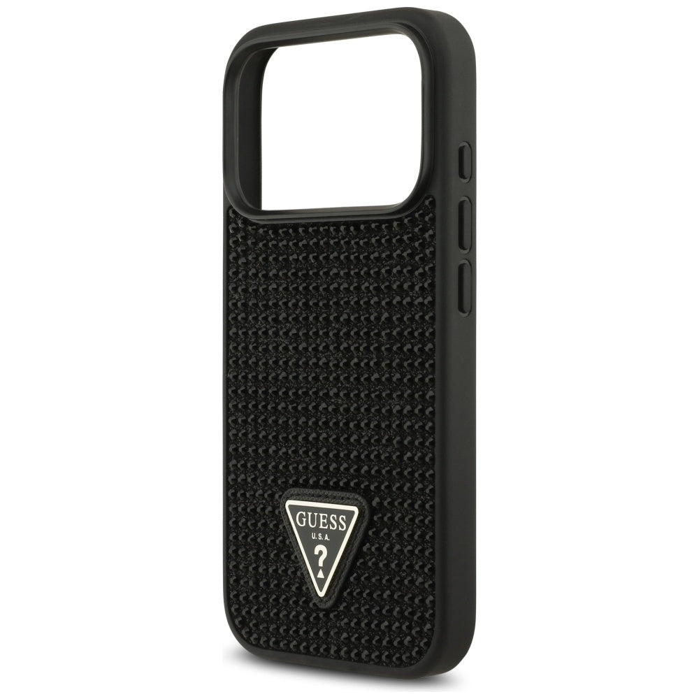 Étui pour Apple iPhone 17 Pro, Guess, logo triangle en strass, Noir