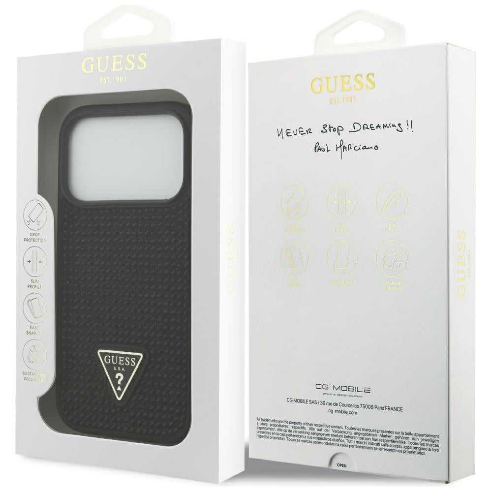 Étui pour Apple iPhone 17 Pro, Guess, logo triangle en strass, Noir
