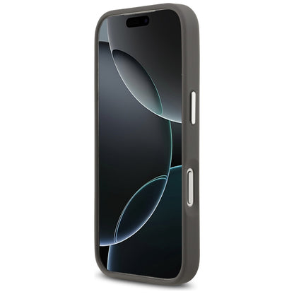 Housse pour Apple iPhone 17 Pro, Karl Lagerfeld, Grained Karl & Choupette's Heads Pins and Logo, Gris