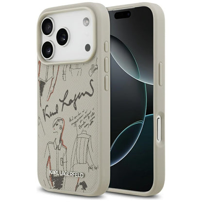 Hoes voor Apple iPhone 17 Pro, Karl Lagerfeld, Grained Pattern Logo, Gri