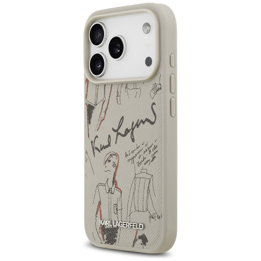 Hoes voor Apple iPhone 17 Pro, Karl Lagerfeld, Grained Pattern Logo, Gri