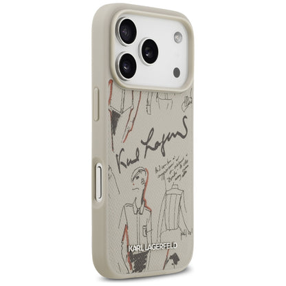 Hoes voor Apple iPhone 17 Pro, Karl Lagerfeld, Grained Pattern Logo, Gri