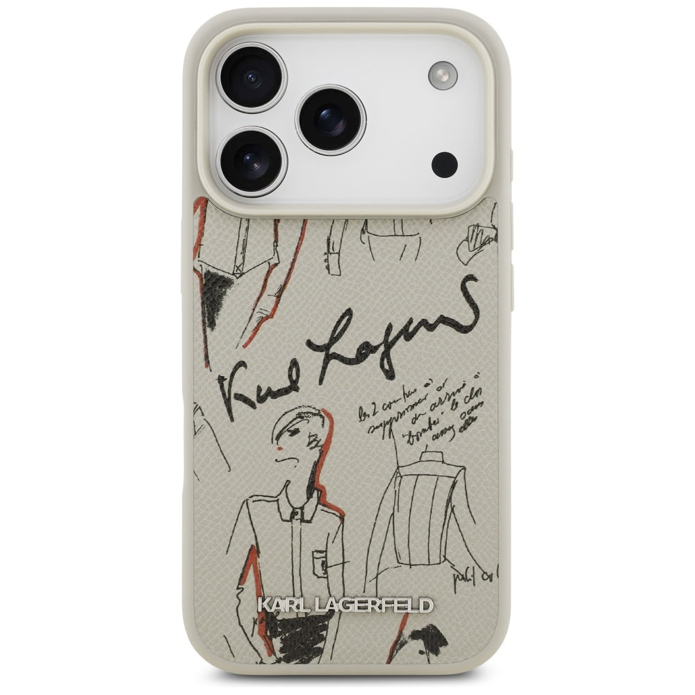 Hoes voor Apple iPhone 17 Pro, Karl Lagerfeld, Grained Pattern Logo, Gri