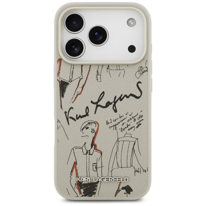 Hoes voor Apple iPhone 17 Pro, Karl Lagerfeld, Grained Pattern Logo, Gri