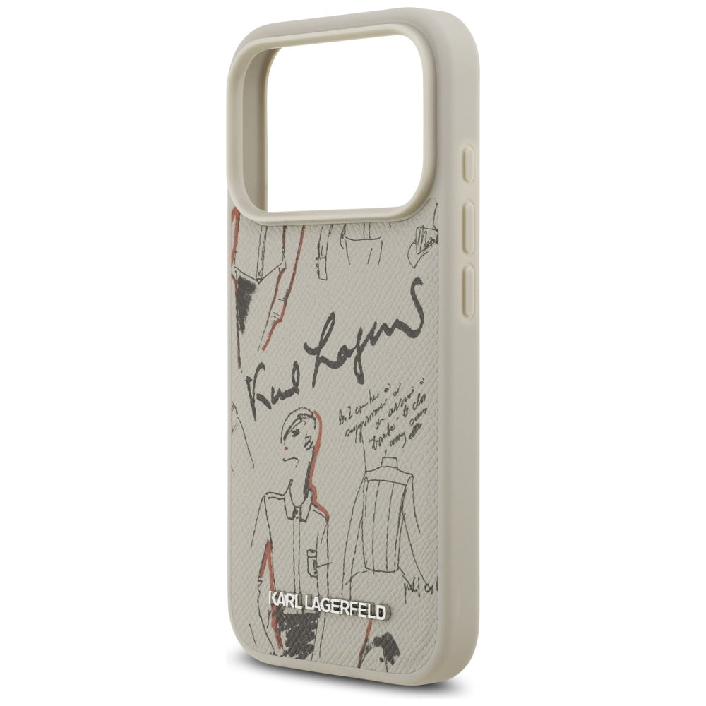 Hoes voor Apple iPhone 17 Pro, Karl Lagerfeld, Grained Pattern Logo, Gri