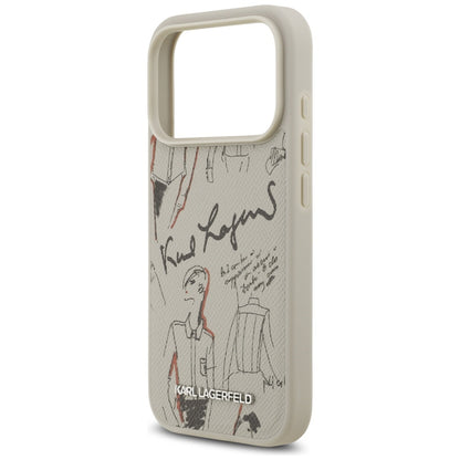 Hoes voor Apple iPhone 17 Pro, Karl Lagerfeld, Grained Pattern Logo, Gri