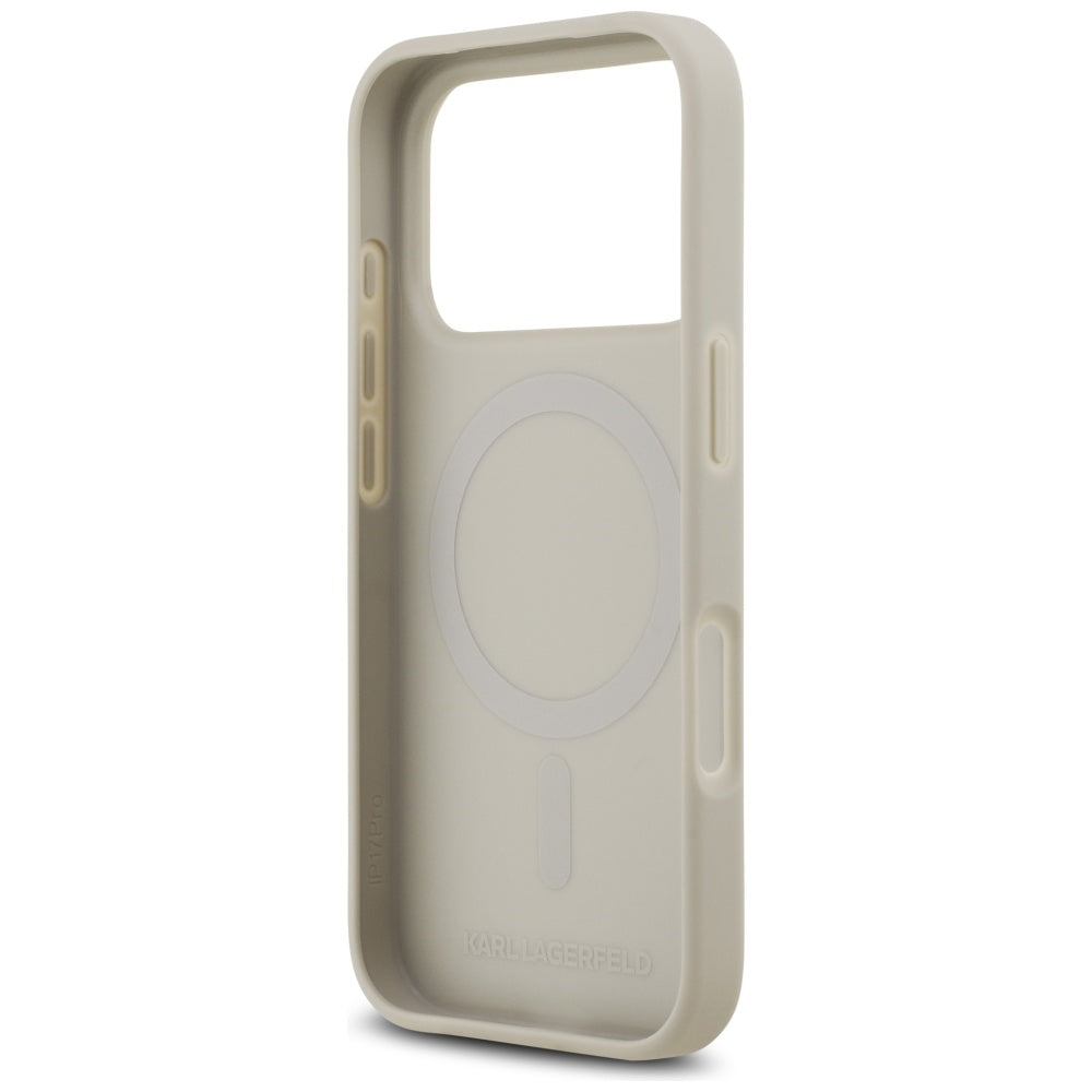 Hoes voor Apple iPhone 17 Pro, Karl Lagerfeld, Grained Pattern Logo, Gri